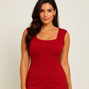 Red Sweetheart Neckline Fitted Anne Klein Knee length Dress size Large